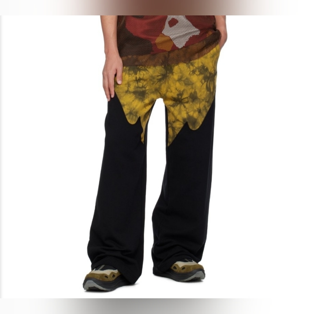 KUSIKOHC Black and Yellow Tie-Dye Pants